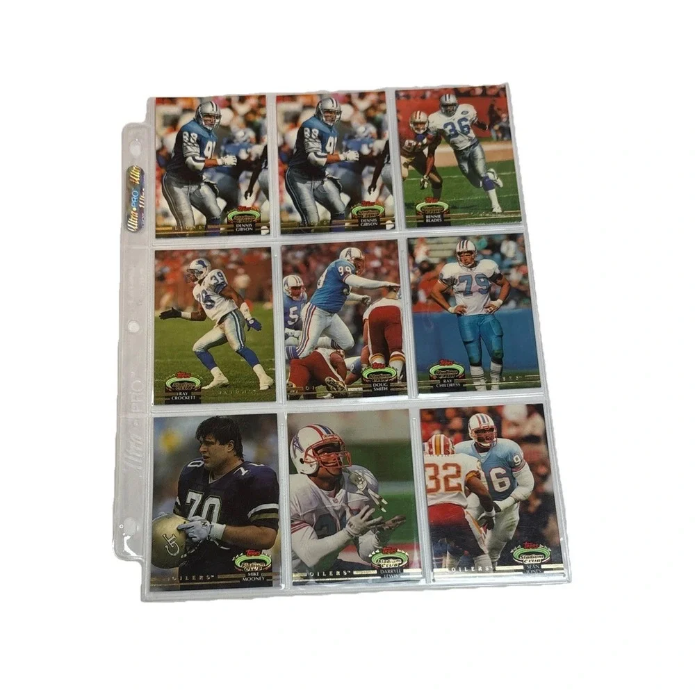 Vintage 1992 Topps Stadium Club NFL Player Cards 11 Sleeve Pages Lot 99 Cards